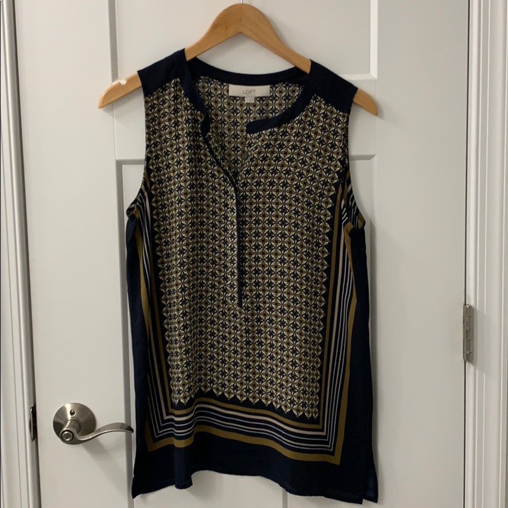 LOFT Sleeveless Pattered Tunic Blouse